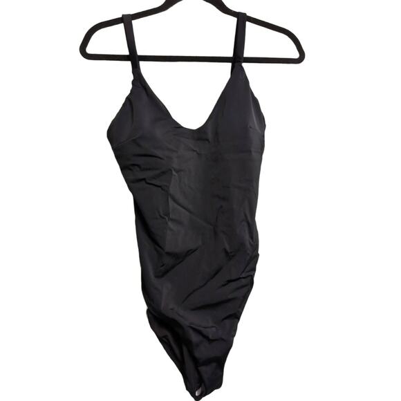 NWT Mindy X Andie Marco Black V-Neck Adjustable Straps One Piece Swimsuit MT - Picture 1 of 9